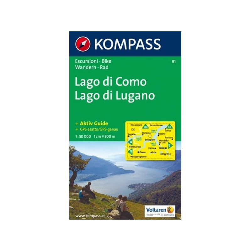 Achat Carte randonnées Lago di Como-Lago di Lugano - Kompass 91