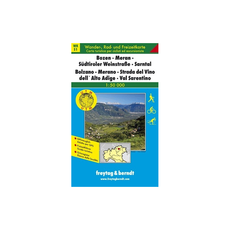 Achat Carte randonnées Bolzano, Merano, Wine Road-Sarntal - Freytag 1 Achat Carte randonnées Bolzano, Merano, Wine Road-Sarntal - Freytag 1