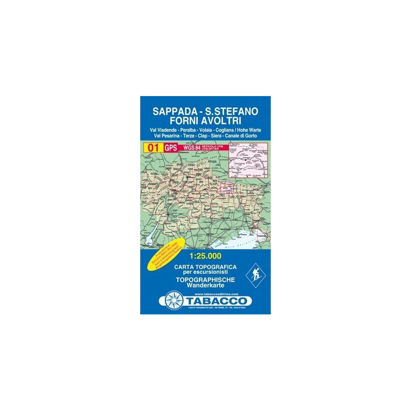 Achat Carte randonnées - Sappada - Santo Stefano, Forni Avoltri - Tabacco 01 Achat Carte randonnées - Sappada - Santo Stefano, Forni Avoltri - Tabacco 01