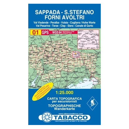 Achat Carte randonnées - Sappada - Santo Stefano, Forni Avoltri - Tabacco 01