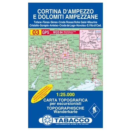 Achat Carte randonnées - Cortina d'Ampezzo, Dolomiti Ampezzane - Tabacco 03