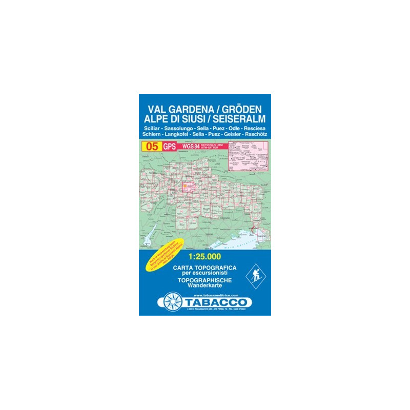 Achat Carte randonnées - Val Gardena, Alpe di Siusi, Groden, Seiseralm - Tabacco 05