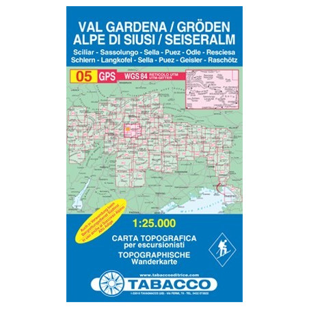 Achat Carte randonnées - Val Gardena, Alpe di Siusi, Groden, Seiseralm - Tabacco 05