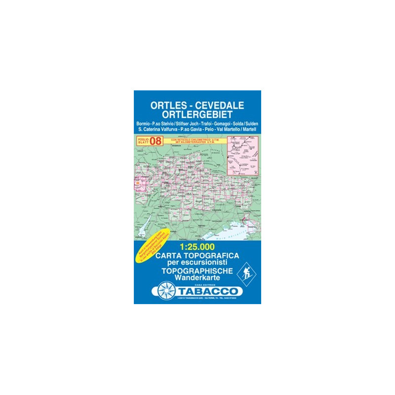 Achat Carte randonnées - Ortles, Cevadale, Ortlergebiet - Tabacco 08