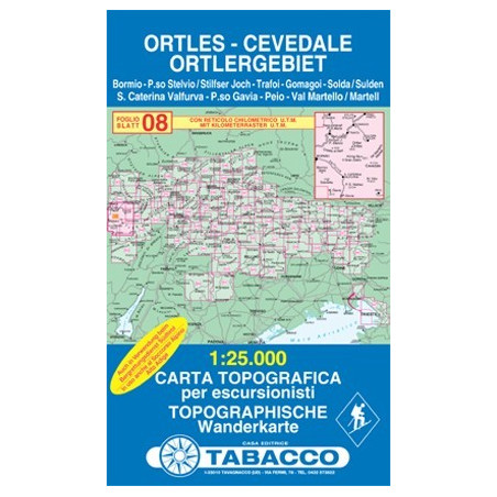 Achat Carte randonnées - Ortles, Cevadale, Ortlergebiet - Tabacco 08