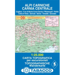 Achat Carte randonnées - Alpi Carniche, Carnia Centrale - Tabacco 09
