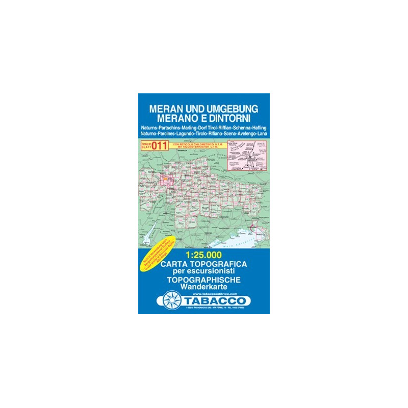 Achat Carte randonnées - Merano, Dintorni - Tabacco 011 Achat Carte randonnées - Merano, Dintorni - Tabacco 011