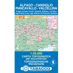 Achat Carte randonnées - Alpago, Cansiglio, Piancavallo, Cellina - Tabacco 012
