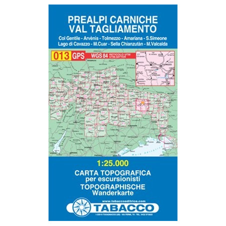 Achat Carte randonnées - Prealpi Carniche, Val Tagliamento - Tabacco 013