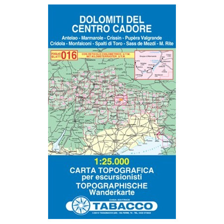Achat Carte randonnées - Dolomito del Centro Cadore - Tabacco 016