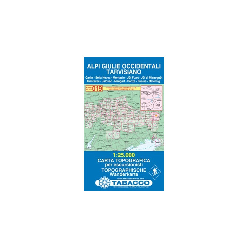 Achat Carte randonnées - Alpi Giule Occidentali, Tarvisiano - Tabacco 019