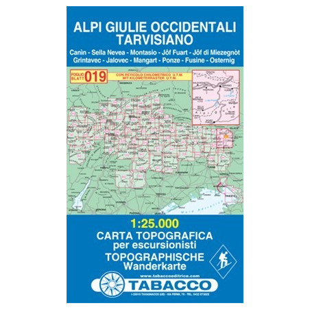 Achat Carte randonnées - Alpi Giule Occidentali, Tarvisiano - Tabacco 019