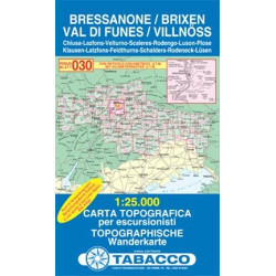 Achat Carte randonnées - Bressanone, Brixen, Val di Funes - Tabacco 030