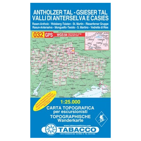 Achat Carte randonnées - Valle di Anterselva, Valle di Casies, Antholzer Tal, Gsieser Tal - Tabacco 032