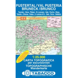 Achat Carte randonnées - Pustertal, Val Pusteria, Bruneck, Brunico - Tabacco 033