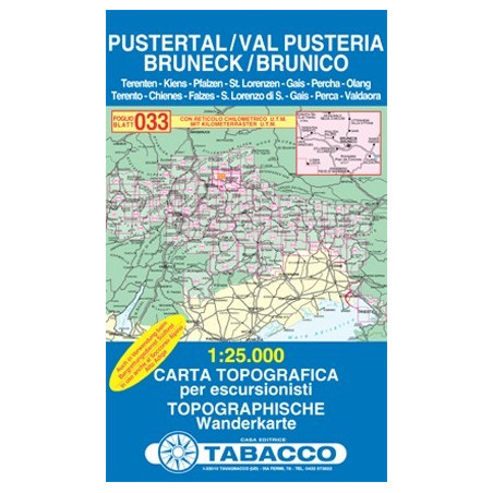 Achat Carte randonnées - Pustertal, Val Pusteria, Bruneck, Brunico - Tabacco 033