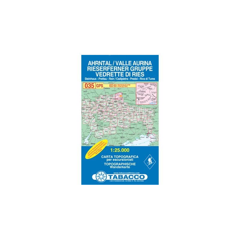 Achat Carte randonnées - Valle Aurina, Ahrntal, Vedrette di Ries, Reiserferner Gruppe - Tabacco 035