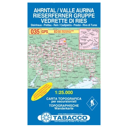 Achat Carte randonnées - Valle Aurina, Ahrntal, Vedrette di Ries, Reiserferner Gruppe - Tabacco 035