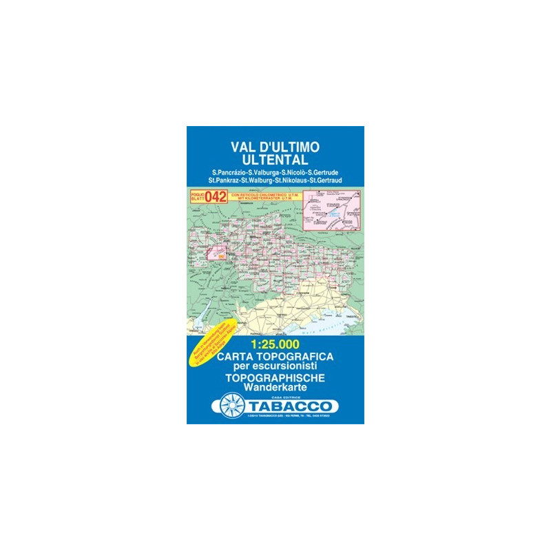 Achat Carte randonnées - Val d'Ultimo, Ultantal - Tabacco 042