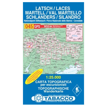 Achat Carte randonnées - Laces, Latsch, Val Martello, Silandro - Tabacco 045