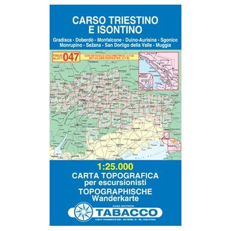 Achat Carte randonnées - Carso Triestino e Isontino - Tabacco 047