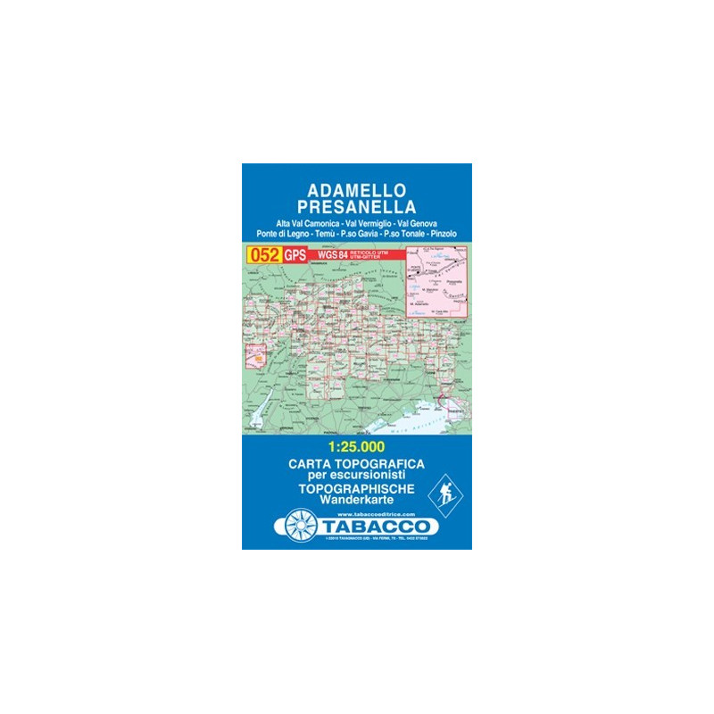 Achat Carte randonnées - Adamello, Presanella - Tabacco 052 Achat Carte randonnées - Adamello, Presanella - Tabacco 052