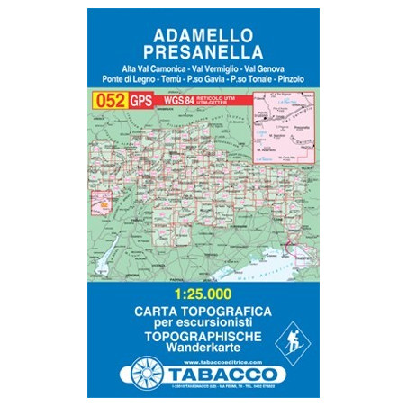 Achat Carte randonnées - Adamello, Presanella - Tabacco 052