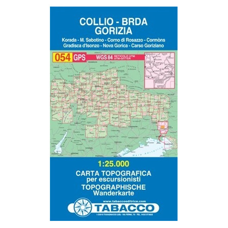 Achat Carte randonnées - Collio, Brda, Gorizia - Tabacco 054