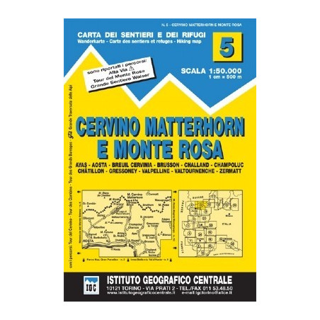 Achat Carte randonnées - Cervino Matterhorn e Monte Rosa - IGC 5