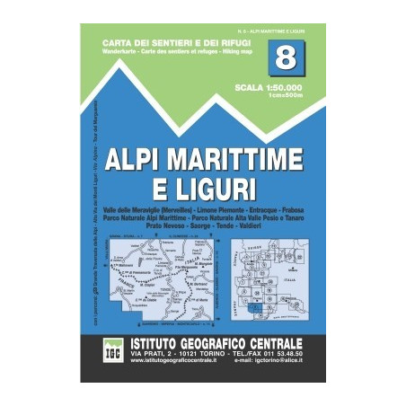 Achat Carte randonnées -  Alpi Marittime e Liguri - IGC 8