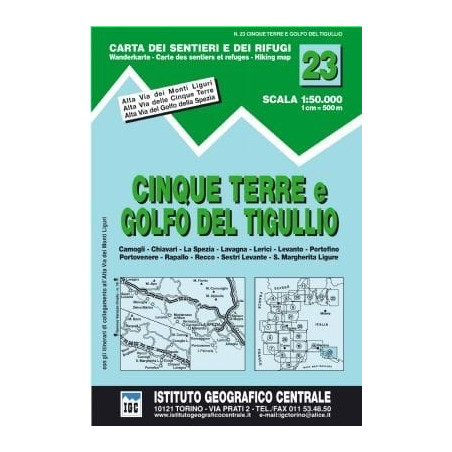 Achat Carte randonnées - Cinque Terre, Golfo del Tigullio - IGC 23
