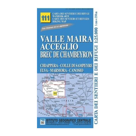Carte randonnées - Valle Maira, Acceglio, Chambeyron - IGC 111