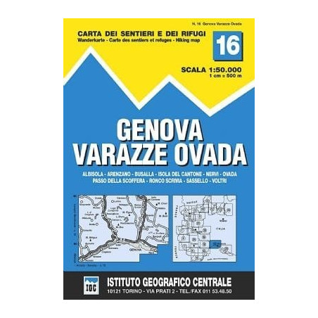 Achat Carte randonnées - Genova, Varazze, Ovada - IGC 16