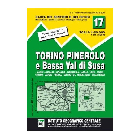 Achat Carte randonnées - Turin, Pinerolo e Bassa Val di Susa - IGC 17
