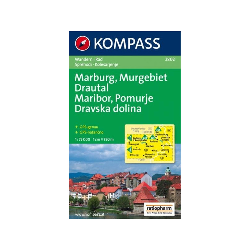 Achat Carte randonnées Maribor, Pomurje, Dravska dolina / Marburg, Murgebiet, Drautal - Kompass 2802