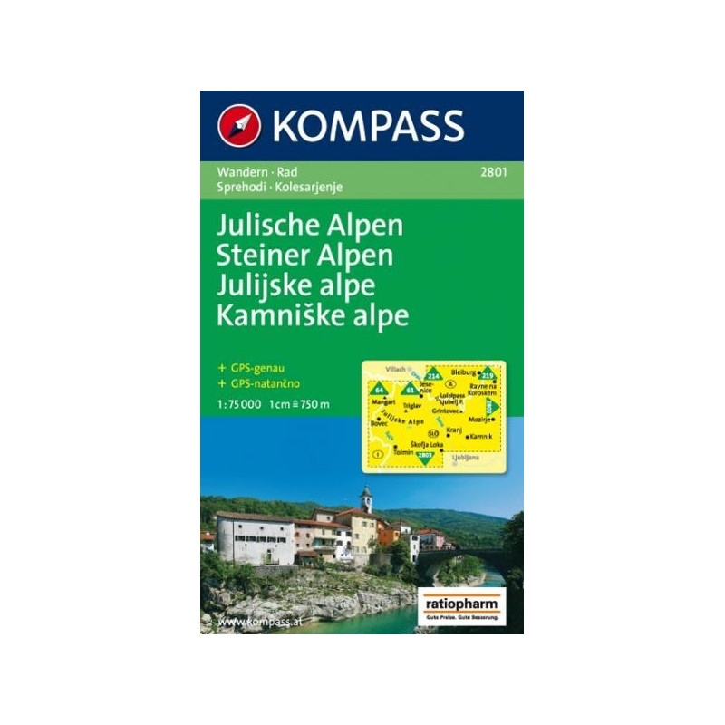 Achat Carte randonnées Alpes juliennes, Julische Alpen - Kompass 2801