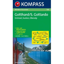 Achat Carte randonnées Gotthard - Kompass 108