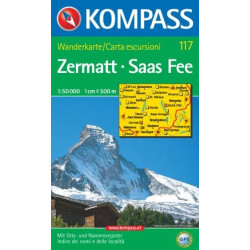 Achat Cartes randonnées Zermatt-Saas Fee - Kompass 117