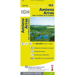 Achat Carte routière TOP 100 IGN - Amiens Arras - 103