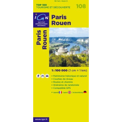 Achat Carte routière TOP 100 IGN - Paris Rouen - 108