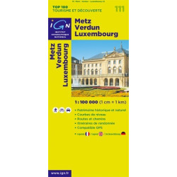 Achat Carte routière TOP 100 IGN - Metz Luxembourg, Verdun - 111