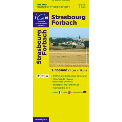 Achat Carte routière TOP 100 IGN - Strasbourg, Forbach - 112