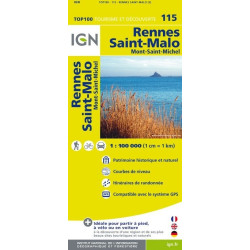 Achat Carte routière TOP 100 IGN - Rennes, Saint-Malo - 115