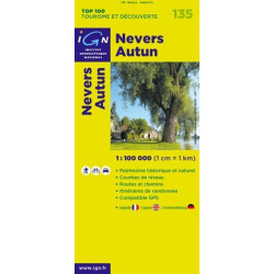 Achat Carte routière TOP 100 IGN - Nevers Autun - 135