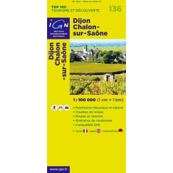 Achat Carte routière TOP 100 IGN - Dijon Châlon-sur-Saône - 136