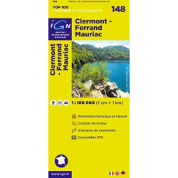 Achat Carte routière TOP 100 IGN - Clermont-Ferrand Mauriac - 148
