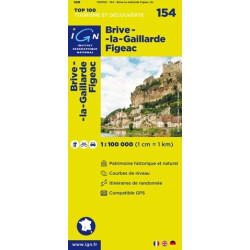 Achat Carte routière TOP 100 IGN - Brive-la-Gaillarde Figeac - 154