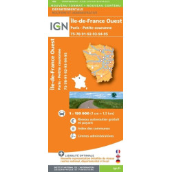 Achat Carte routière IGN - Ile-de-France Ouest Paris - Petite couronne - D75-78-91-92-93-94-95