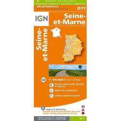 Achat Carte routière IGN - Seine-et-Marne - D77