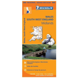 Achat Carte routière Michelin - Wales, The Midlands, South West England - 503